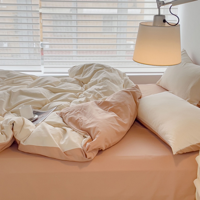 91家纺网 家纺一手货源 找家纺 金丝鸟 2023新款全棉水洗棉简单款条纹系列 简约条纹 咖