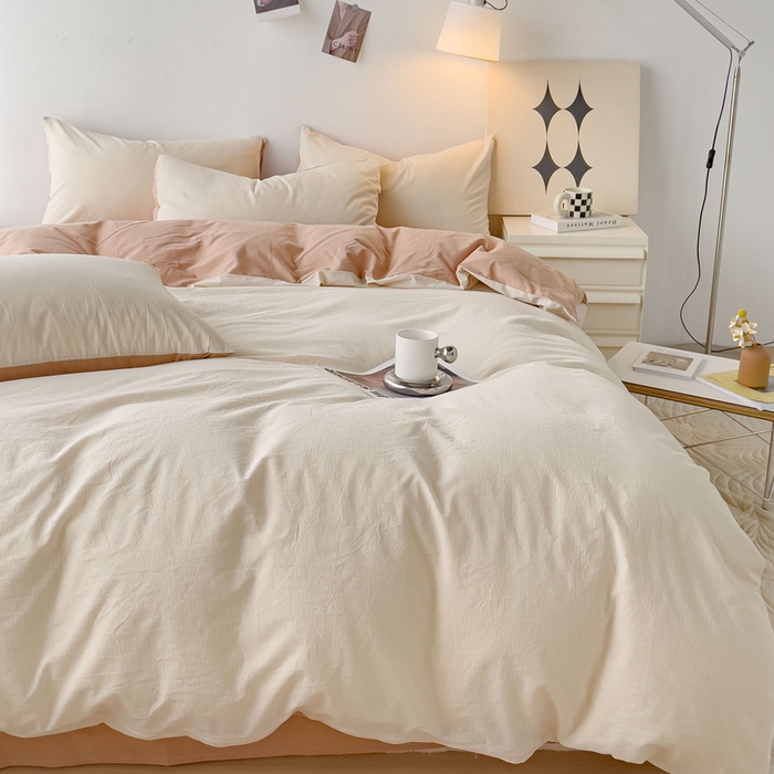 91家纺网 家纺一手货源 找家纺 金丝鸟 2023新款全棉水洗棉简单款条纹系列 简约条纹 咖