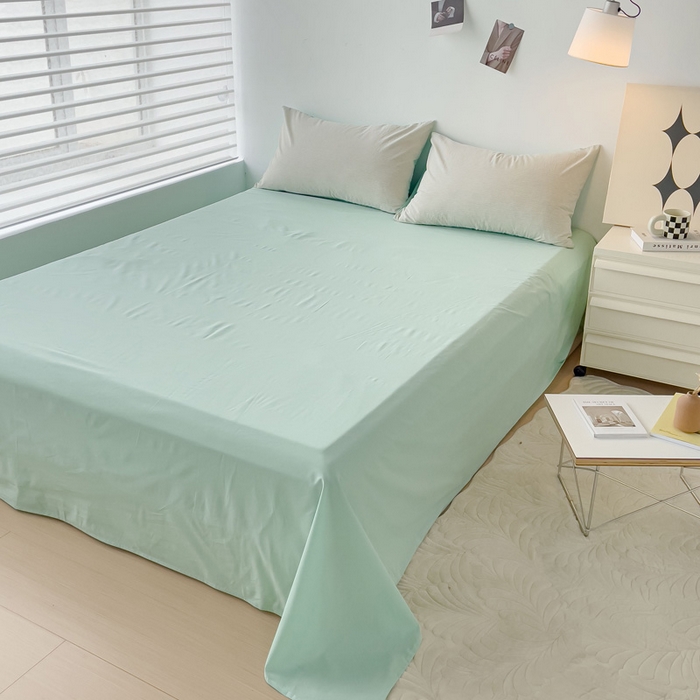 91家纺网 家纺一手货源 找家纺 金丝鸟 2023新款全棉水洗棉简单款条纹系列 简约条纹 湖水绿