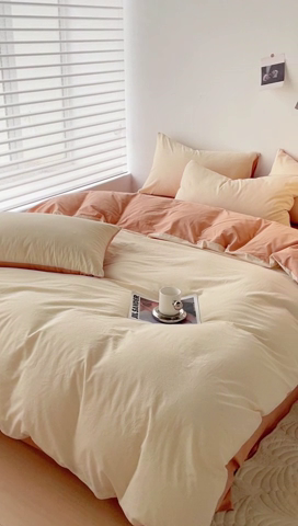 91家纺网 家纺一手货源 找家纺 金丝鸟 2023新款全棉水洗棉简单款条纹系列 简约条纹 咖