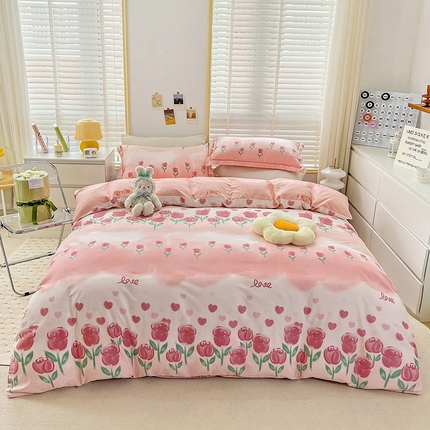 91家纺网 家纺一手货源 找家纺 （总）乐童 2024网红直播爆款吊边＋一字绣工艺款四件套（七）