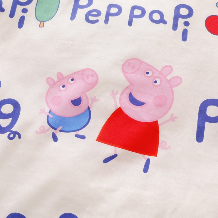 91家纺网 家纺一手货源 找家纺 鱼宝 2023新款13372全棉小猪佩奇授权幼儿园多件套 字母佩奇