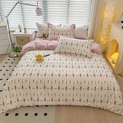 乐童 2024网红直播爆款吊边＋一字绣工艺款四件套（七）复古玫瑰