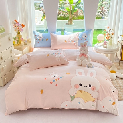 91家纺网 家纺一手货源 找家纺 迪欧芙 2023新款13372全棉公主风四件套-伊莉莎 粉玉