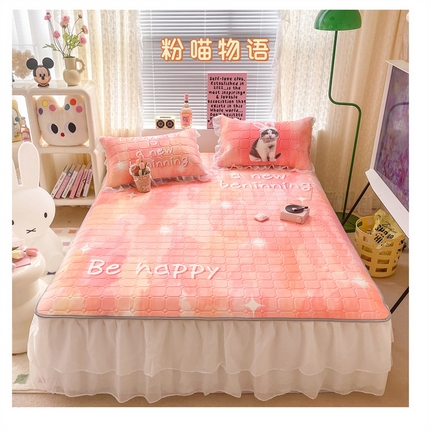 91家纺网 家纺一手货源 找家纺 顾里 2023新款0.5仙女双层雪纺纱床裙席 粉喵物语