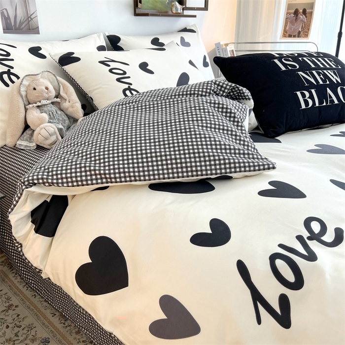 91家纺网 家纺一手货源 找家纺 HL原创 2023新款13070全棉40支四件套 爱心LOVE