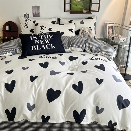 91家纺网 家纺一手货源 找家纺 HL原创 2023新款13070全棉40支四件套 爱心LOVE