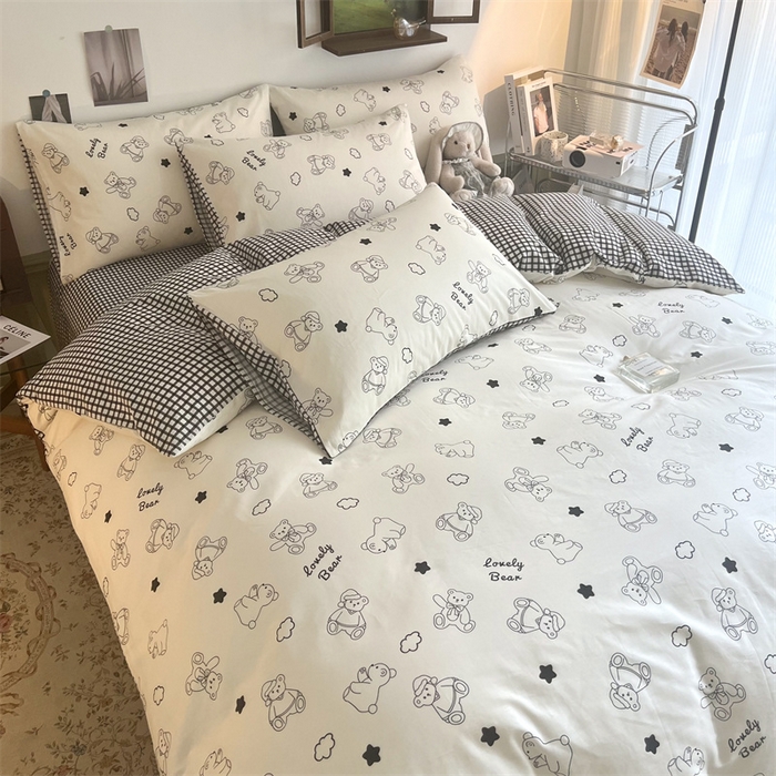 91家纺网 家纺一手货源 找家纺 HL原创 2023新款13070全棉40支四件套 星星熊