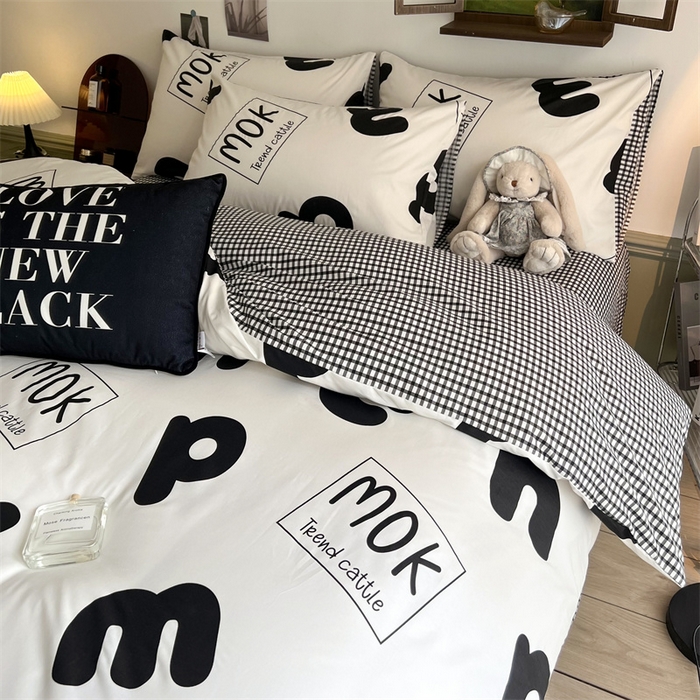 91家纺网 家纺一手货源 找家纺 HL原创 2023新款13070全棉40支四件套 简笔画