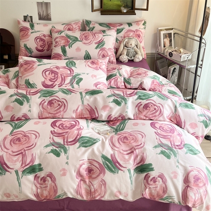 HL原创 2023新款13070全棉40支四件套 油画郁金香-紫