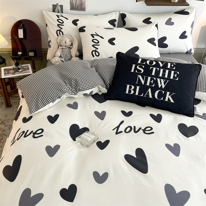 91家纺网 家纺一手货源 找家纺 HL原创 2023新款13070全棉40支四件套 爱心LOVE