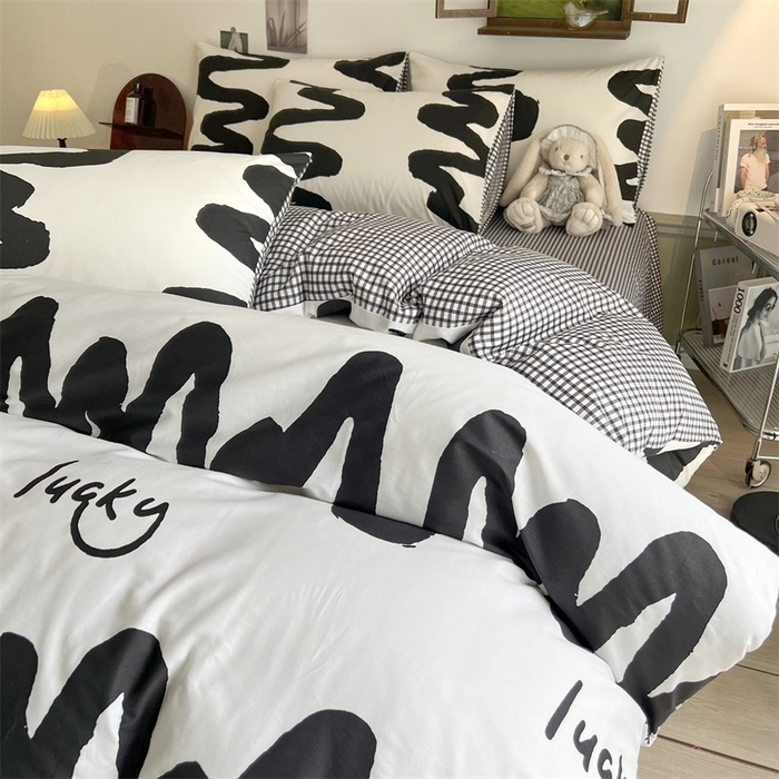 91家纺网 家纺一手货源 找家纺 HL原创 2023新款13070全棉40支四件套 波浪线