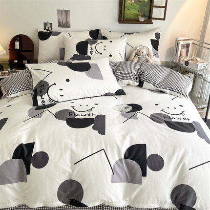 HL原创 2023新款13070全棉40支四件套 几何笑脸
