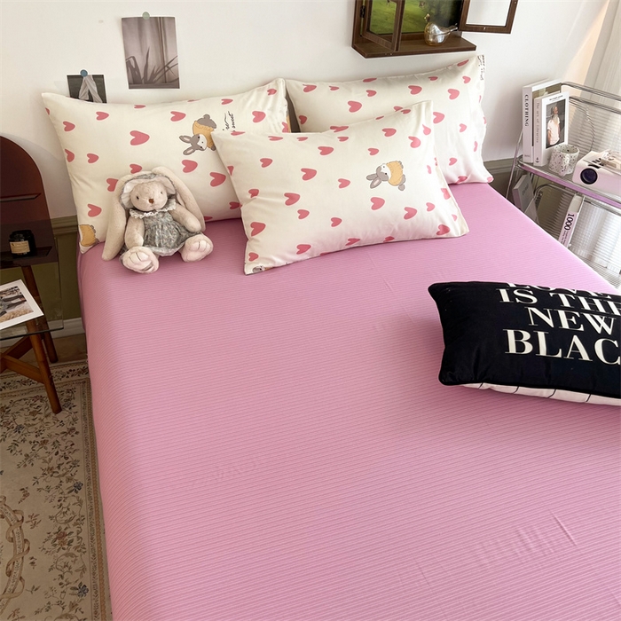 91家纺网 家纺一手货源 找家纺 HL原创 2023新款13070全棉40支四件套 粉色心情