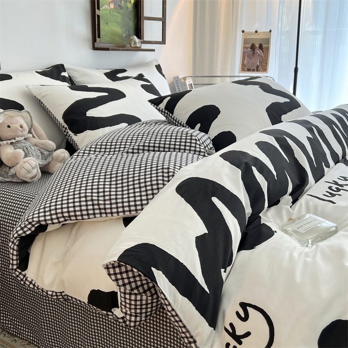 91家纺网 家纺一手货源 找家纺 HL原创 2023新款13070全棉40支四件套 波浪线