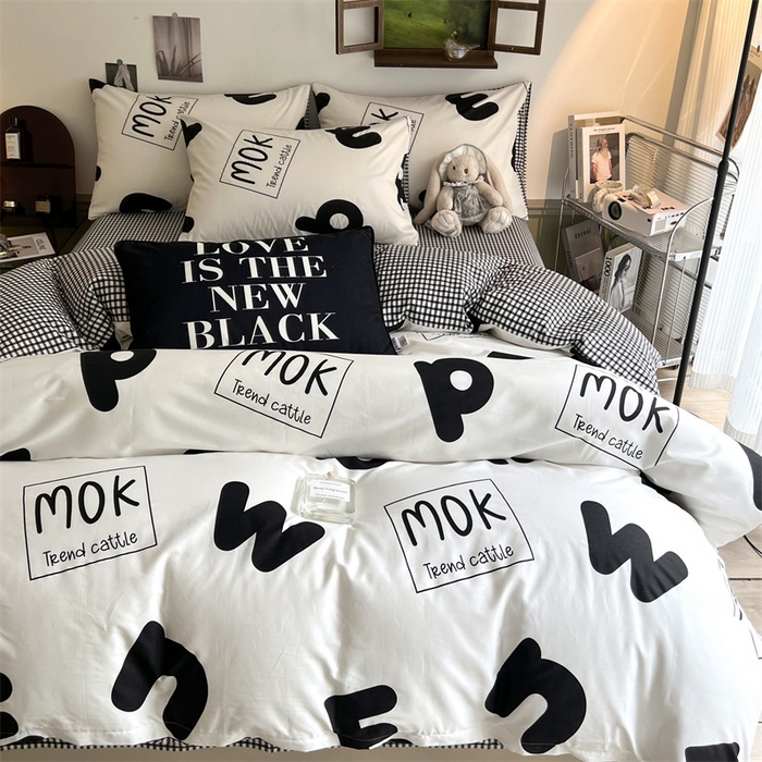 91家纺网 家纺一手货源 找家纺 HL原创 2023新款13070全棉40支四件套 简笔画