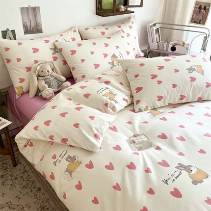 HL原创 2023新款13070全棉40支四件套 粉色心情