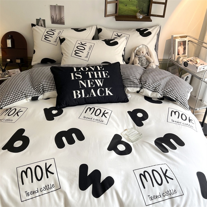 91家纺网 家纺一手货源 找家纺 HL原创 2023新款13070全棉40支四件套 简笔画