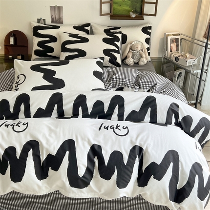 91家纺网 家纺一手货源 找家纺 HL原创 2023新款13070全棉40支四件套 波浪线