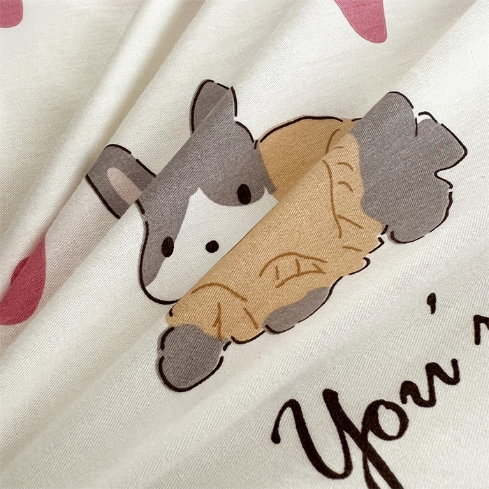 91家纺网 家纺一手货源 找家纺 HL原创 2023新款13070全棉40支四件套 粉色心情