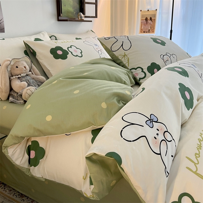 91家纺网 家纺一手货源 找家纺 HL原创 2023新款13070全棉40支四件套 欢乐兔