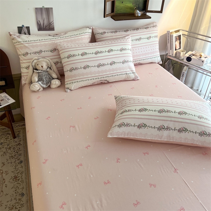 91家纺网 家纺一手货源 找家纺 HL原创 2023新款13070全棉40支四件套 奇奇和花花