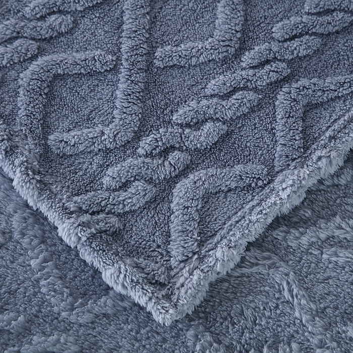 91家纺网 家纺一手货源 找家纺 新丽佳 2023新款塔芙绒双面毛毯 蓝灰