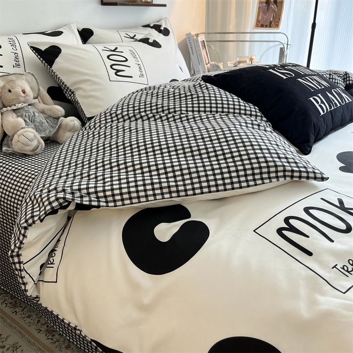 91家纺网 家纺一手货源 找家纺 HL原创 2023新款13070全棉40支四件套 简笔画