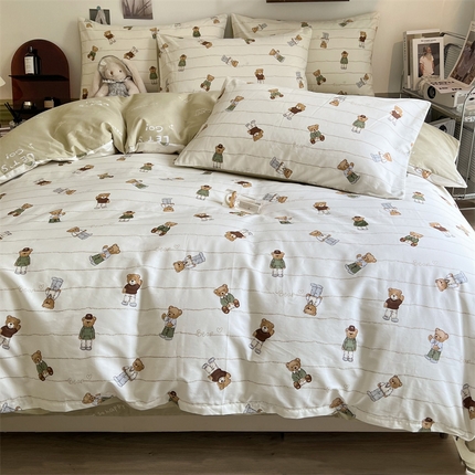 91家纺网 家纺一手货源 找家纺 HL原创 2023新款13070全棉40支四件套 小熊