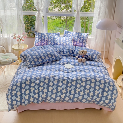 91家纺网 家纺一手货源 找家纺 （总）乐居坊 2023第二批新款印花水洗双层纱贝壳绣四件套