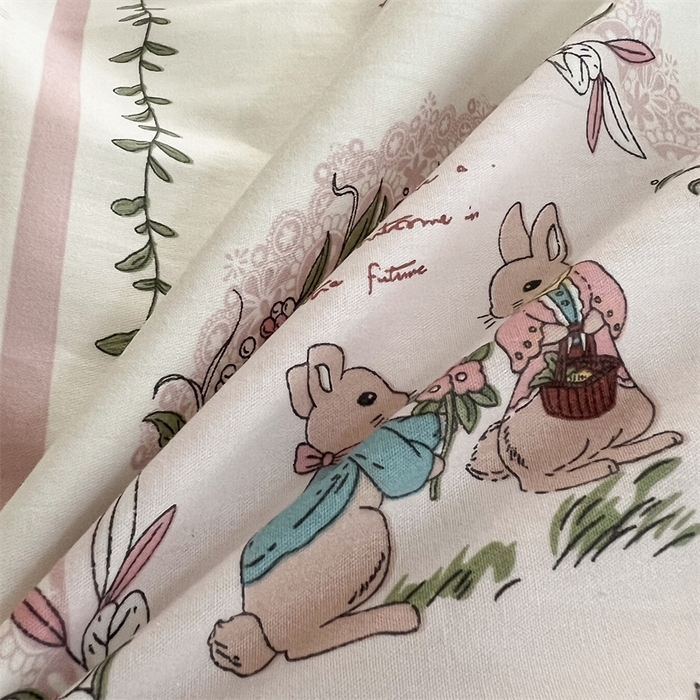 91家纺网 家纺一手货源 找家纺 HL原创 2023新款13070全棉40支四件套 奇奇和花花