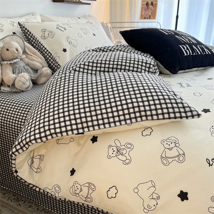 91家纺网 家纺一手货源 找家纺 HL原创 2023新款13070全棉40支四件套 星星熊