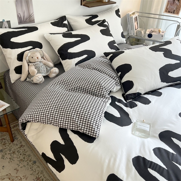 91家纺网 家纺一手货源 找家纺 HL原创 2023新款13070全棉40支四件套 波浪线