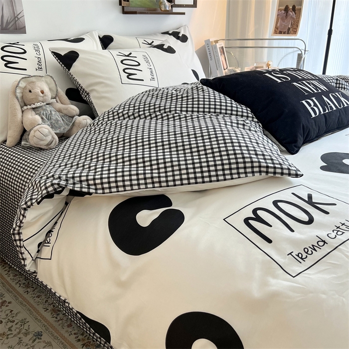 91家纺网 家纺一手货源 找家纺 HL原创 2023新款13070全棉40支四件套 简笔画