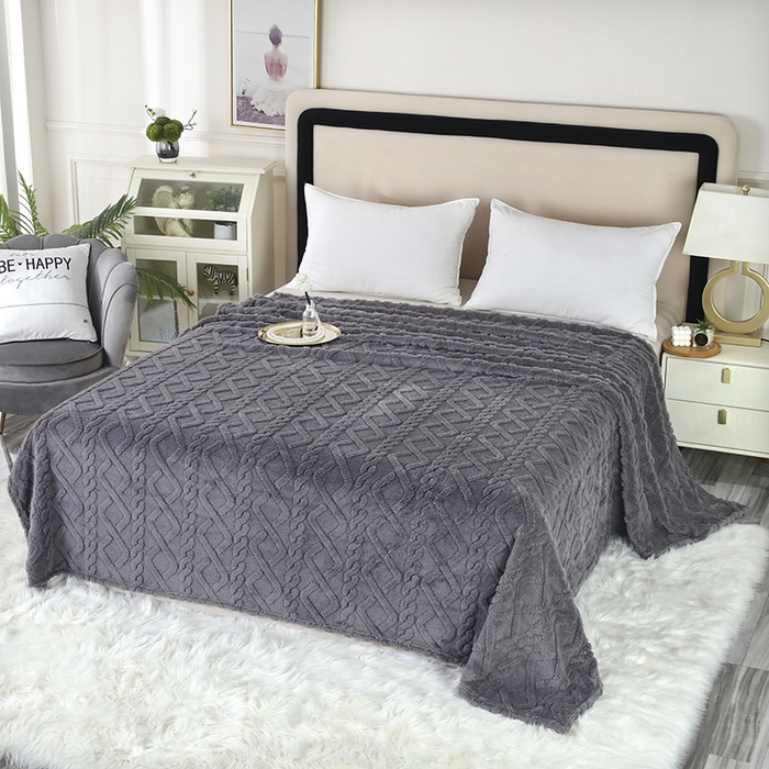 91家纺网 家纺一手货源 找家纺 新丽佳 2023新款塔芙绒双面毛毯 深灰