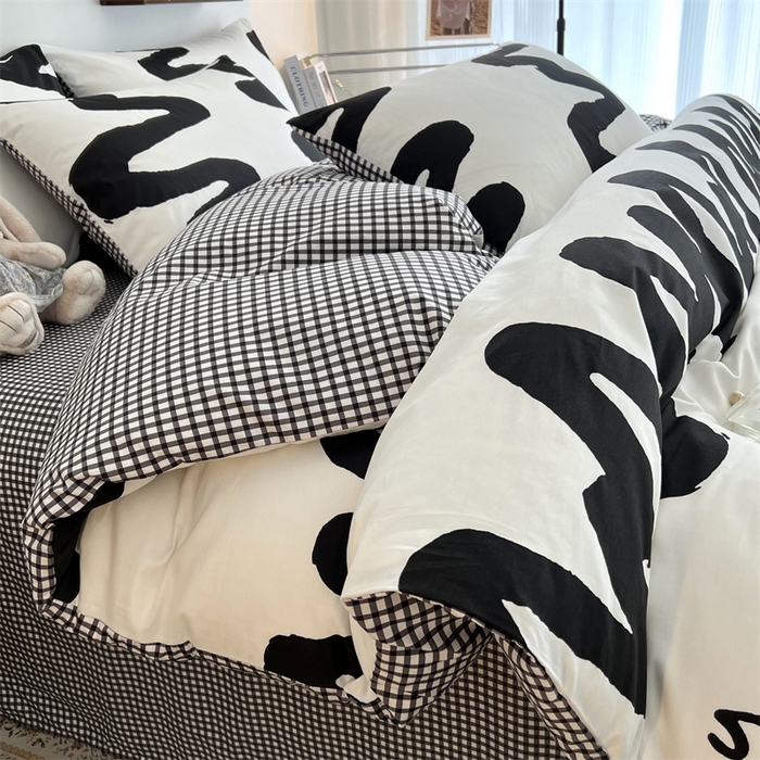 91家纺网 家纺一手货源 找家纺 HL原创 2023新款13070全棉40支四件套 波浪线