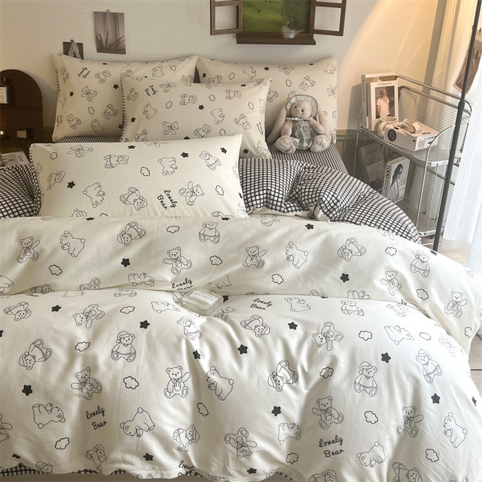 91家纺网 家纺一手货源 找家纺 HL原创 2023新款13070全棉40支四件套 星星熊