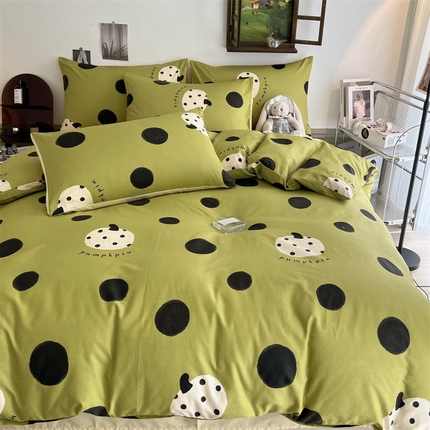 91家纺网 家纺一手货源 找家纺 HL原创 2023新款13070全棉40支四件套 小南瓜-绿