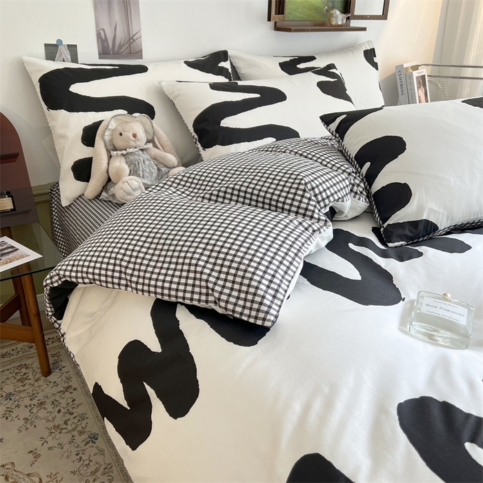 91家纺网 家纺一手货源 找家纺 HL原创 2023新款13070全棉40支四件套 波浪线