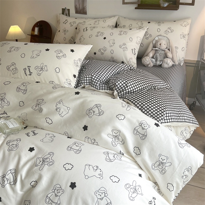 91家纺网 家纺一手货源 找家纺 HL原创 2023新款13070全棉40支四件套 星星熊