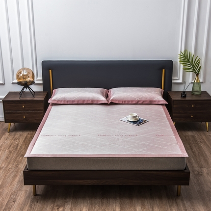 1800D提花冰丝凉席床席款三件套-贝格 贝格-嫩粉