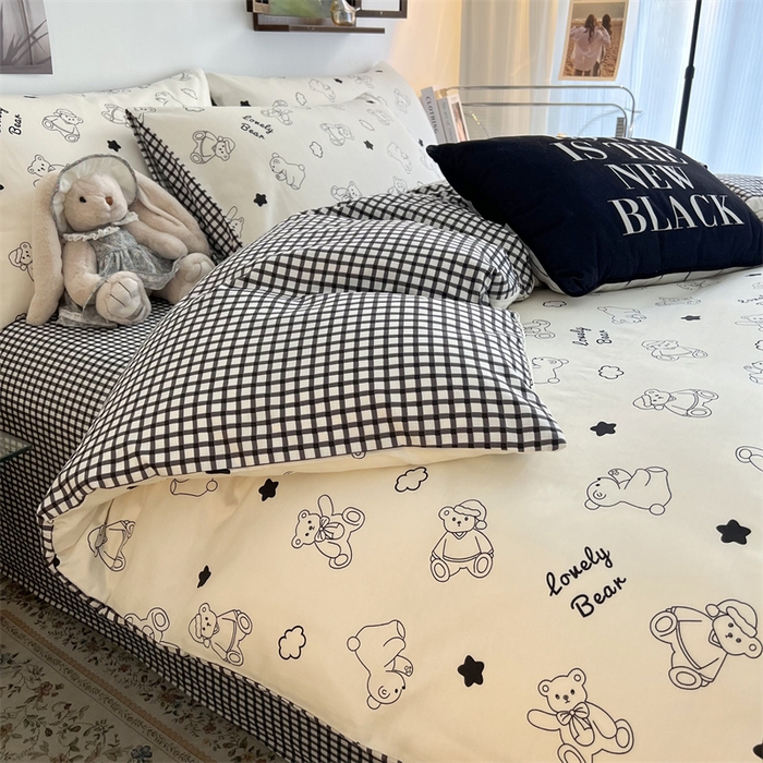 91家纺网 家纺一手货源 找家纺 HL原创 2023新款13070全棉40支四件套 星星熊