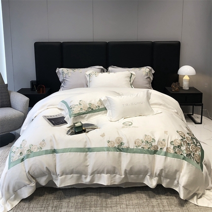 太古汇 2023新款兰精天丝玫瑰庄园系列四件套 玫瑰庄园-白色