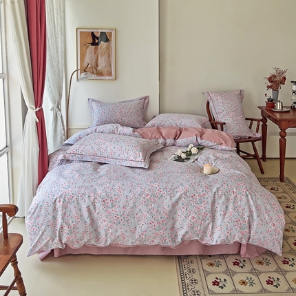 91家纺网 家纺一手货源 找家纺 （总）由丽 2025新款4月美式全棉铂金柔棉床单床笠款印花四件套被套放缩水