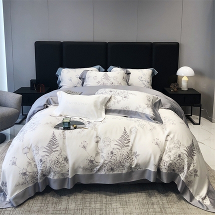 91家纺网 家纺一手货源 找家纺 太古汇家居 2023年新款兰精天丝印花“乔纳森”系列四件套 乔纳森-灰色