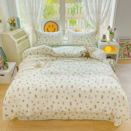 91家纺网 家纺一手货源 找家纺 乐童 2024新款直播爆款A类全棉双层纱工艺款四件套 玩趣生活