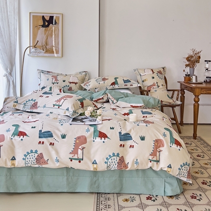 91家纺网 家纺一手货源 找家纺 （总）由丽 2025新款4月美式全棉铂金柔棉床单床笠款印花四件套被套放缩水