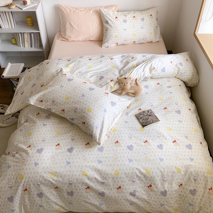 91家纺网 家纺一手货源 找家纺 尺素2023年新款韩国ins博主卡通风系列四件套 甜心