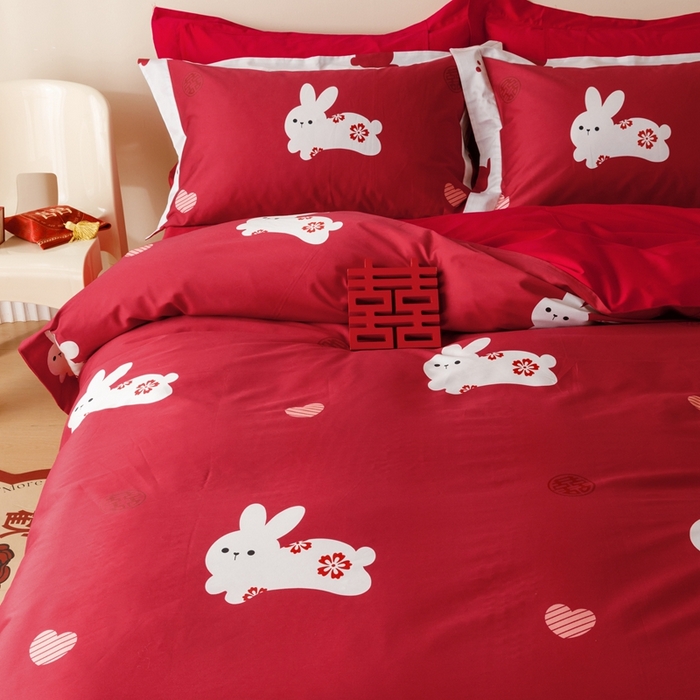 91家纺网 家纺一手货源 找家纺 用心 2023新款长绒棉婚庆四件套家居 奶糖