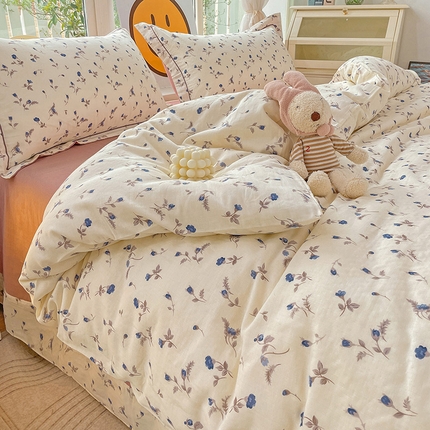 乐童 2024新款直播爆款A类全棉双层纱工艺款四件套 陌上花颜